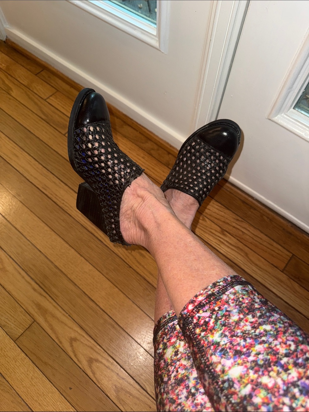 Jeffrey Campbell leather clogs/heels, black size 6 1/2.